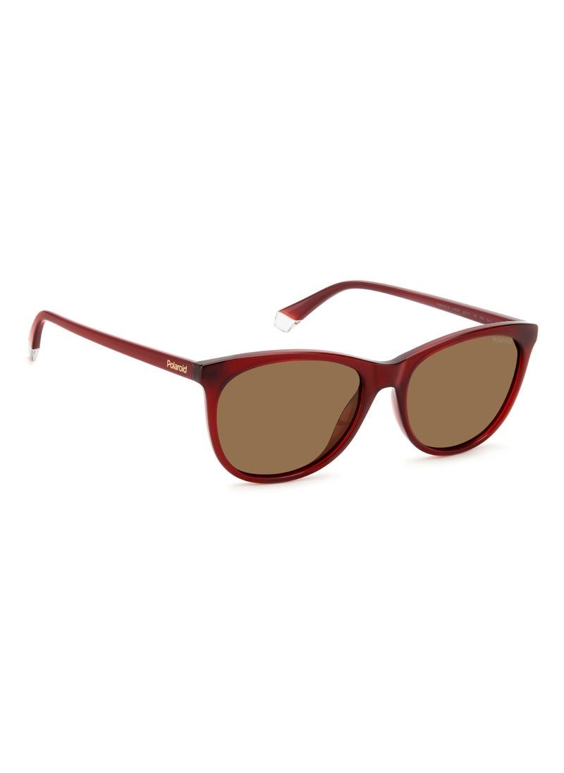 Polaroid Women's Polarized Rectangular Shape  Sunglasses PLD 4161/S GOLD 44 - Lens Size: 43.7 Mm - Burgundy  - Image 2