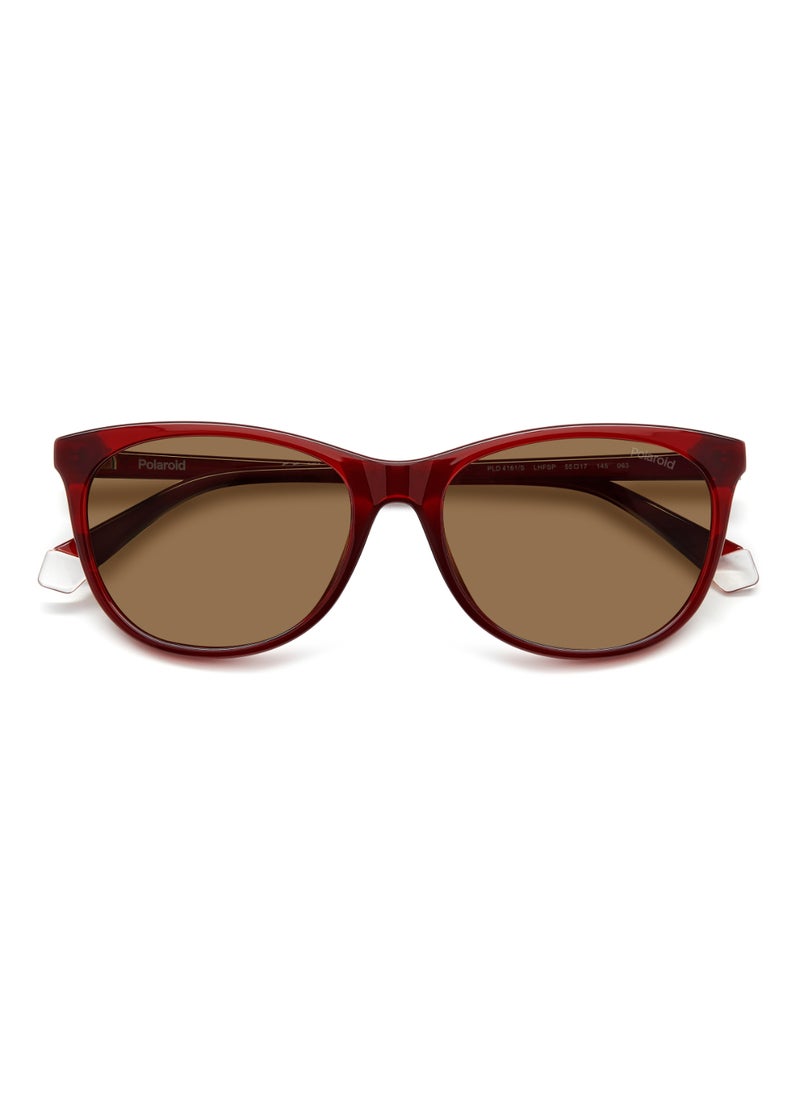 Polaroid Women's Polarized Rectangular Shape  Sunglasses PLD 4161/S GOLD 44 - Lens Size: 43.7 Mm - Burgundy  - Image 4