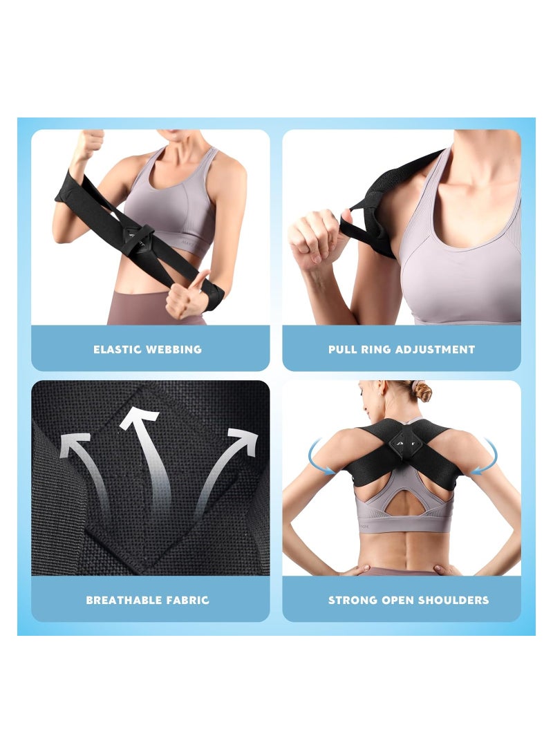 SYOSI Back Brace For Posture Corrector, Upper Back Braces for Women & Men, Adjustable Shoulder Brace Back straightener Providing Pain Relief From Lumbar, Neck, Shoulder, Clavicle Brace, Black - Image 4