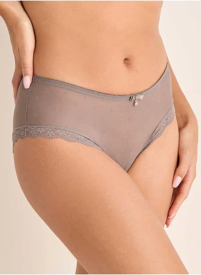 فاف Mesh Lace Detail Briefs with Elasticated Waistband