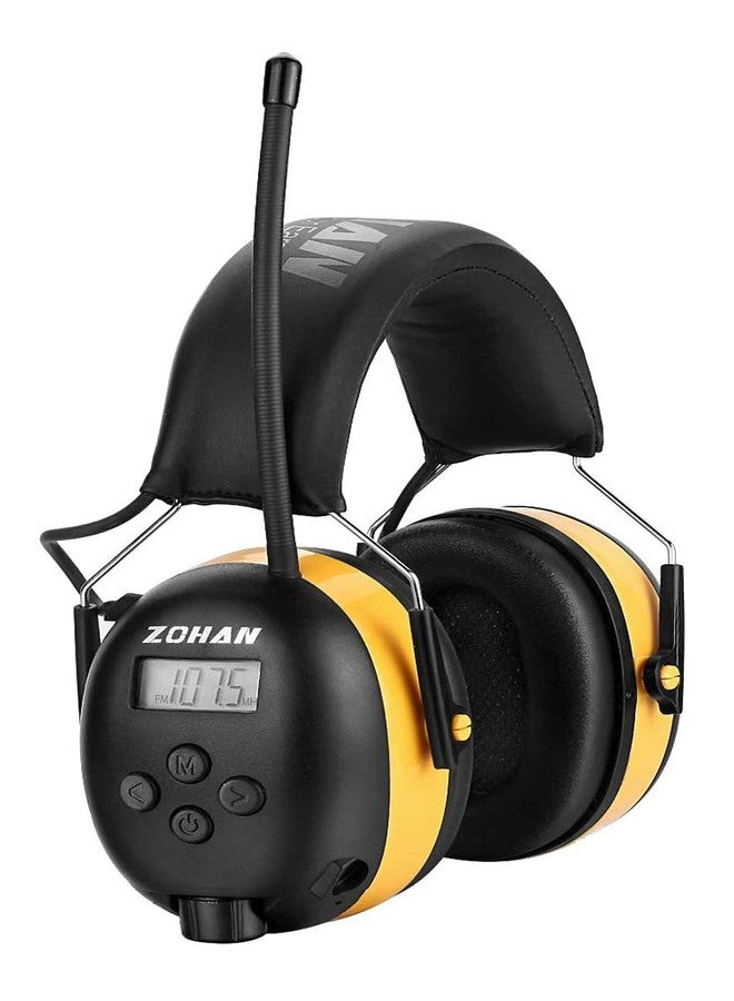 زوهان سماعة رأس ZOHAN EM042 AM/FM مزودة بشاشة رقمية، وواقيات أذن آمنة لتقليل الضوضاء، وواقي سمع مريح للغاية لقص العشب وتنسيق الحدائق - أصفر - Image 1