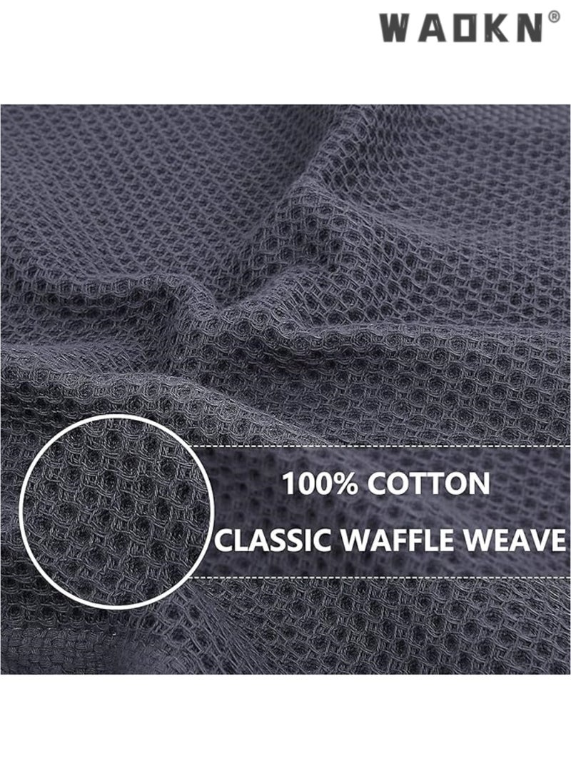 WAOKN 4-Piece Cotton Waffle Weave Kitchen Dish Cloths & Tea Towels Set - Ultra-Soft, Super Absorbent, & Rapid Drying for Everyday Use（34x34CM，Grey） - Image 2
