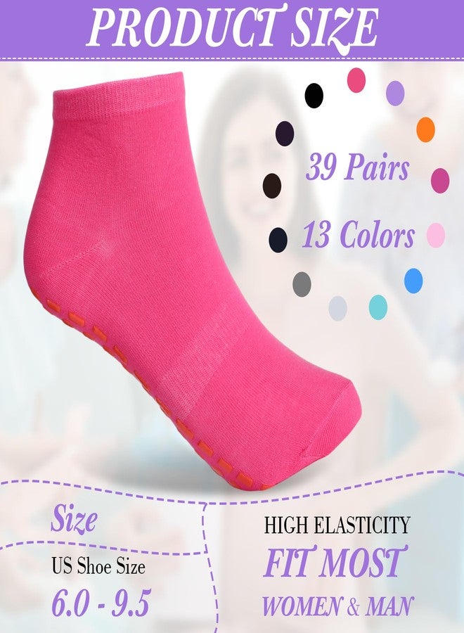 Hercicy 39 Pairs Grips Socks for Women Men Non Slip Anti Skid Pilates Yoga Socks for Adults Bulk Hospital Yoga Barre - Image 2