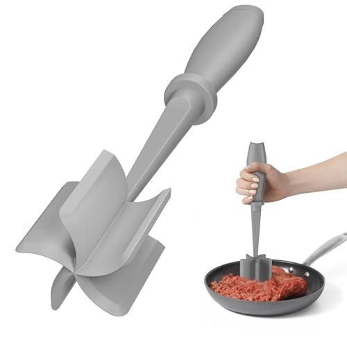 PGYARD Meat Chopper, Hamburger Grinder, Premium Heat Resistant Smasher for Ground Beef, Burger Grinder Nylon Potato Mix Tool-Grey - Image 1