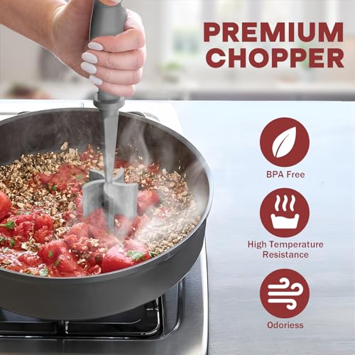 PGYARD Meat Chopper, Hamburger Grinder, Premium Heat Resistant Smasher for Ground Beef, Burger Grinder Nylon Potato Mix Tool-Grey - Image 5