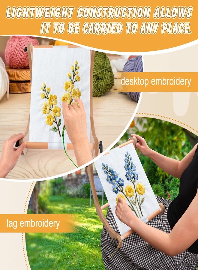 Windspeed Adjustable Embroidery Table Stand Wood Embroidery Hoop Holder Hands Free Cross Stitch Hoop Stand for Arts Crafts Sewing Needlework Cross Stitch Supplies - Image 5