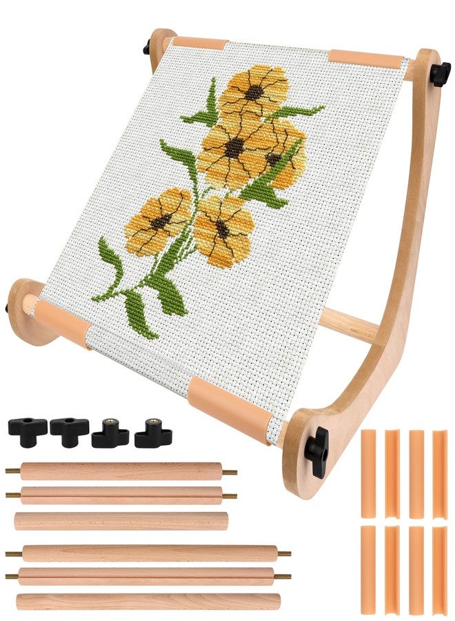 Windspeed Adjustable Embroidery Table Stand Wood Embroidery Hoop Holder Hands Free Cross Stitch Hoop Stand for Arts Crafts Sewing Needlework Cross Stitch Supplies - Image 1