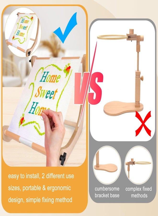 Windspeed Adjustable Embroidery Table Stand Wood Embroidery Hoop Holder Hands Free Cross Stitch Hoop Stand for Arts Crafts Sewing Needlework Cross Stitch Supplies - Image 4