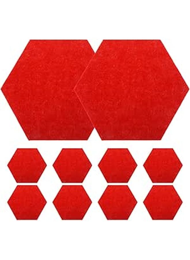 Hexagon Felt Bulletin Board 10pcs 10cm Side Red Soundproof Wall Pads for Office Classroom - Image 1