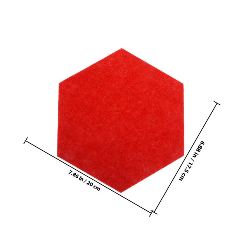 Hexagon Felt Bulletin Board 10pcs 10cm Side Red Soundproof Wall Pads for Office Classroom - Image 3