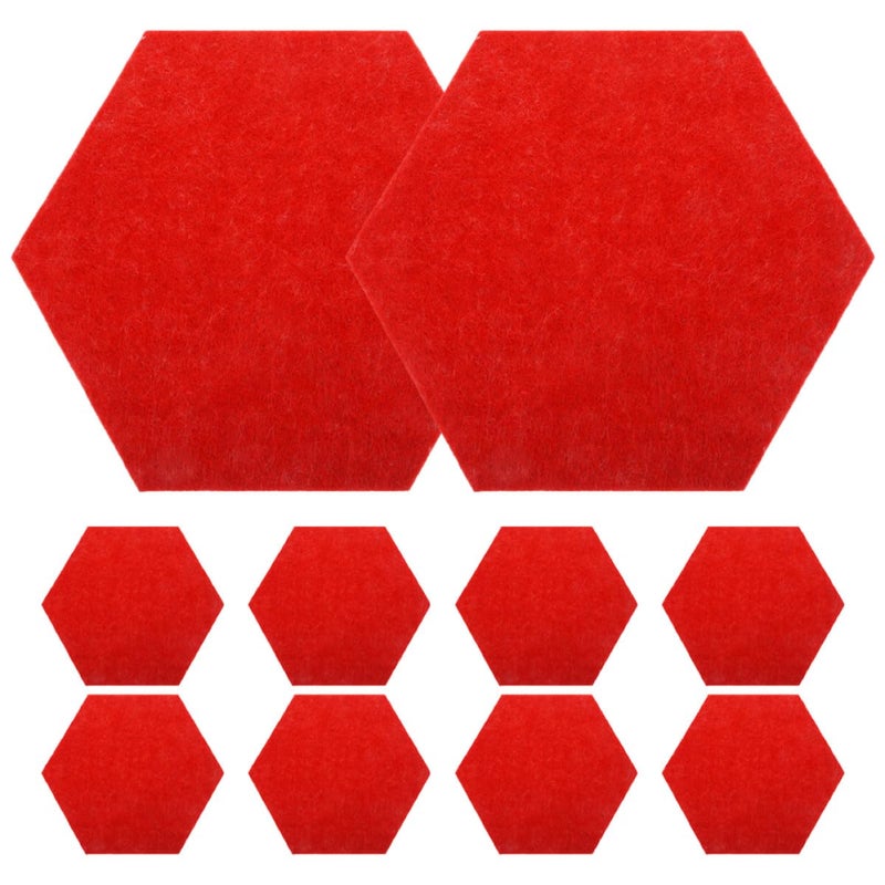 Hexagon Felt Bulletin Board 10pcs 10cm Side Red Soundproof Wall Pads for Office Classroom - Image 2