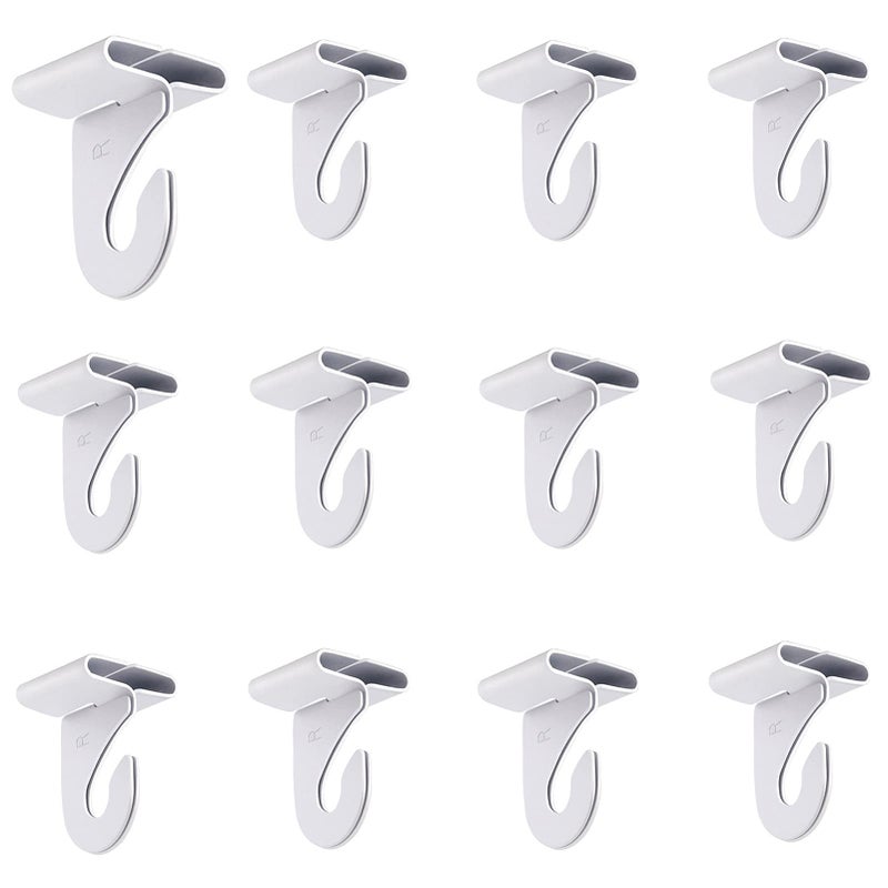 Gansita 12 Pair Drop Ceiling Hooks  T-Bar Track Clip Suspended Ceiling Hooks White Heavy Duty Ceiling Hooks For Hanging Plants & Decorations  Metal T-Bar Hooks For Suspended Drop Ceiling Tiles - Image 1