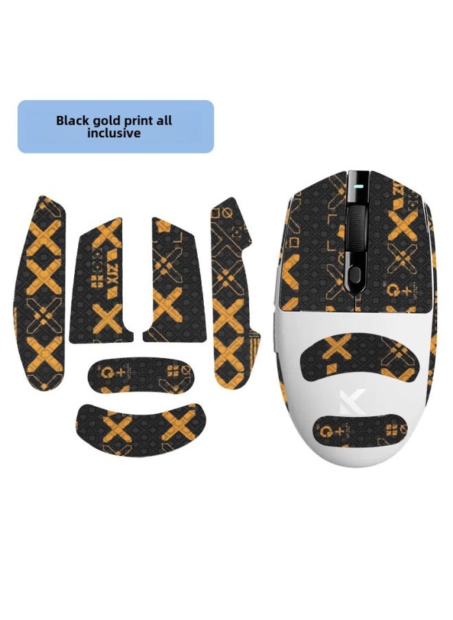 Generic For Mai From G3 Mouse Anti-slip Stickers G3Pro Stickers Max Sweat-absorbent Stickers Ultra Anti-slip Stickers Special Full Package-Color: Black Gold Printed Mouse Sticker  - Image 1