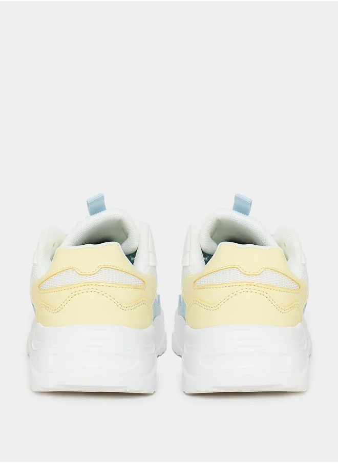 Styli Panelled Lace-Up Chunky Sneakers