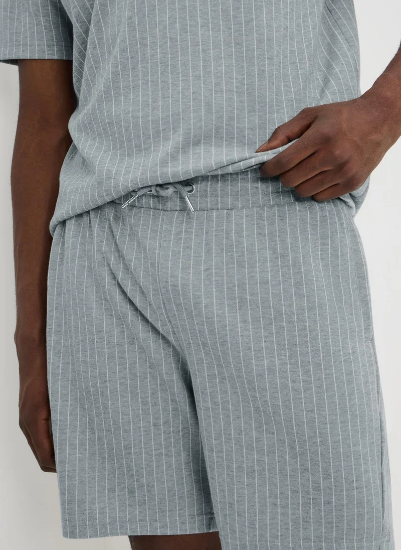 Matalan Grey Grey Pinstripe Co Ord Shorts for Men | Best Price UAE