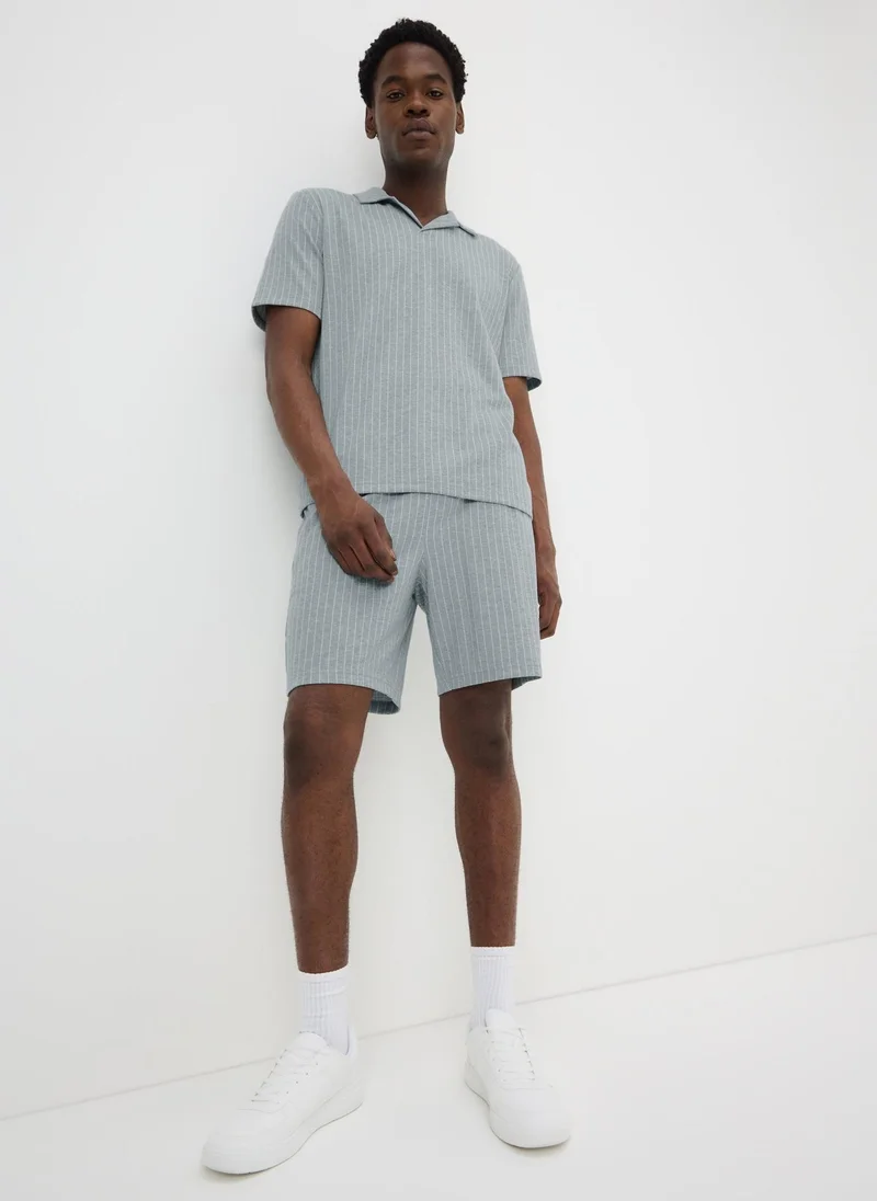 Grey Pinstripe Co Ord Shorts