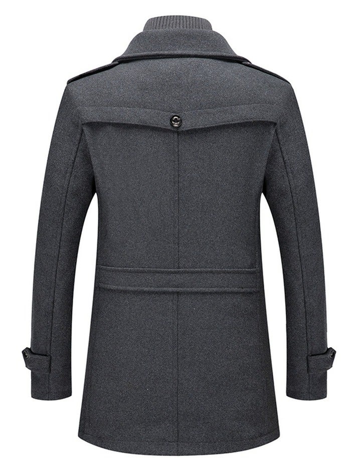Loquat Men's Wool Blend Coat Windbreaker Trench Soft Warm Coat Grey  - Image 2