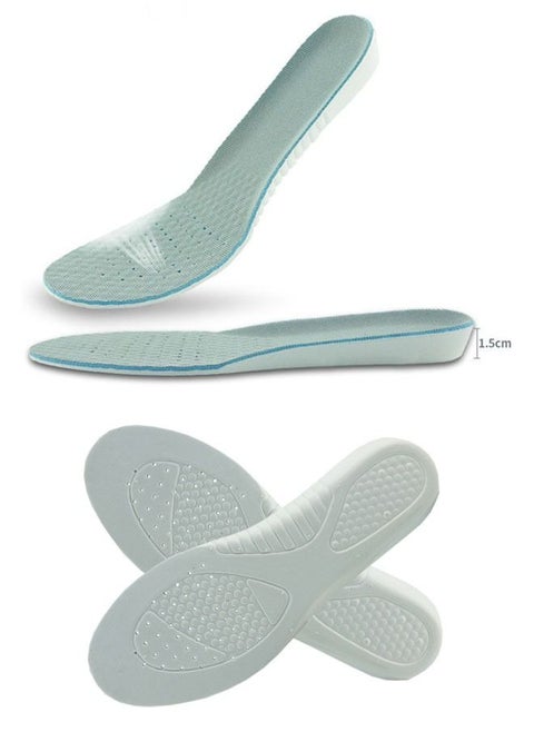 2 Pairs Of Invisible Inner Heightening 1.5 cm Insoles With Multi-Functional Shock Absorption Sweat Absorption And Breathability