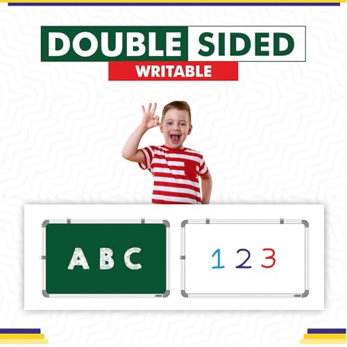 YAJNAS Non Magnetic 2X1 (60CM x 30CM Feet Double Sided White Board and Chalk Board Both Side Writing Boards, one Side White Marker and Reverse Side Chalk Board Surface - Pack of 1 - Image 3