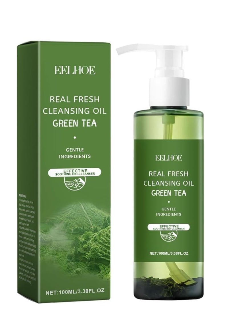 إيلهو زيت منظف للشاي الأخضر 100 مل - منظف للوجه الكوري اللطيف ، مكياج نباتي ومزيل واقي من الشمس ، منظف زيت وجه خفيف الوزن للنساء والرجال ، خال من القسوة - Image 1