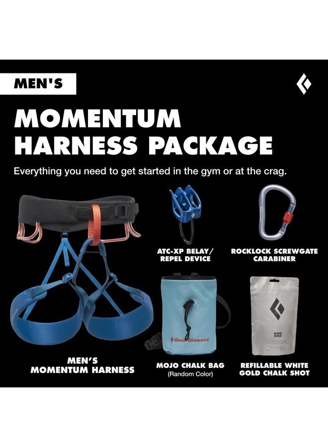 BLACK DIAMOND Mens Momentum Rock Climbing Harness - Complete ATC-XP Package, Kingfisher 24, Large - Image 2