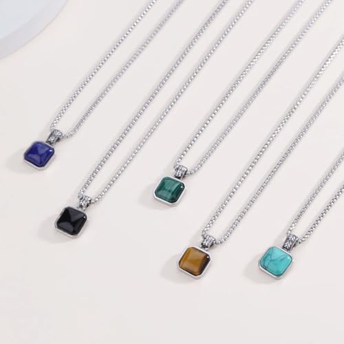 COAI Black Obsidian Necklace for Men, Stainless Steel Pendant Necklace for Men 24" - Image 5