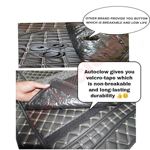 AutoClow Premium 7D Car Mat for Maruti Suzuki Swift (Model :2024-2026)|| Luxury Leather Dual-Stitch Full Set 7D Car Floor Mat ||Color : Golden Stitch-Silver Grass (Design-1) - Image 5