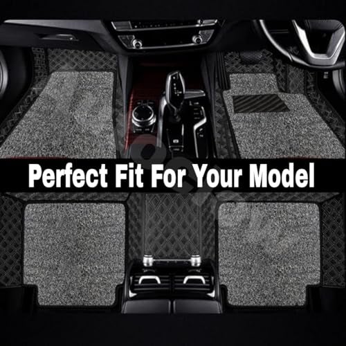 AutoClow Premium 7D Car Mat for Maruti Suzuki Swift (Model :2024-2026)|| Luxury Leather Dual-Stitch Full Set 7D Car Floor Mat ||Color : Golden Stitch-Silver Grass (Design-1) - Image 3