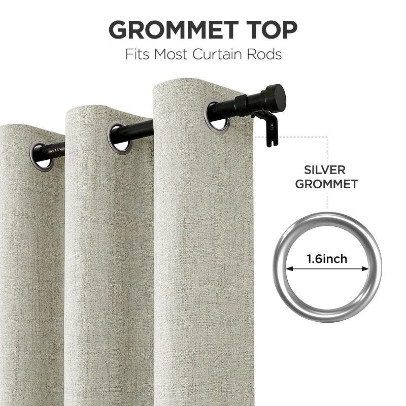 Joydeco Blackout Curtains 84 Inches Long, Light Beige Curtains 84 Inch Length 2 Panels Set for Bedroom Living Room, Thermal Insulated Linen Blackout Curtains with Grommets(52x84 inch, Light Beige) - Image 5
