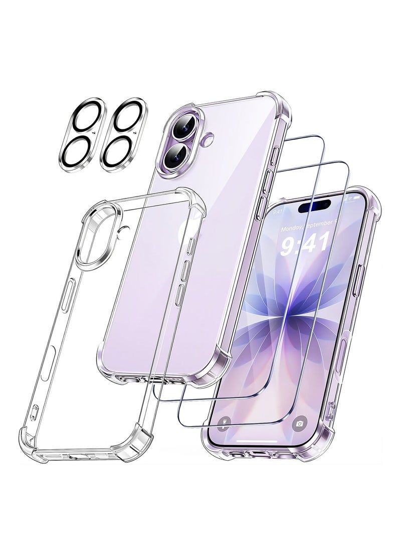 ELTRAZONE iPhone 17 Clear Case with 2-Pack Tempered Glass and 2-Pack Camera Lens Protector For iPhone 17 Slim Soft Transparent Cover Anti-Scratch 4-in-1 Phone Case For iPhone 17 6.3-inch - Image 1