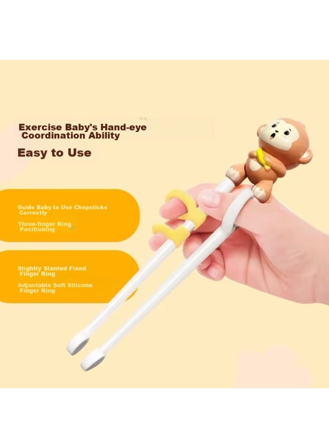 Jing Yan Xuan Jing Yanxian Children's Chopsticks, Tiger Mouth Training Chopsticks, Learning Chopsticks, Auxiliary Tool Finger Ring, Stainless Steel Spoon And Fork, Convenient Tableware Set - Image 4