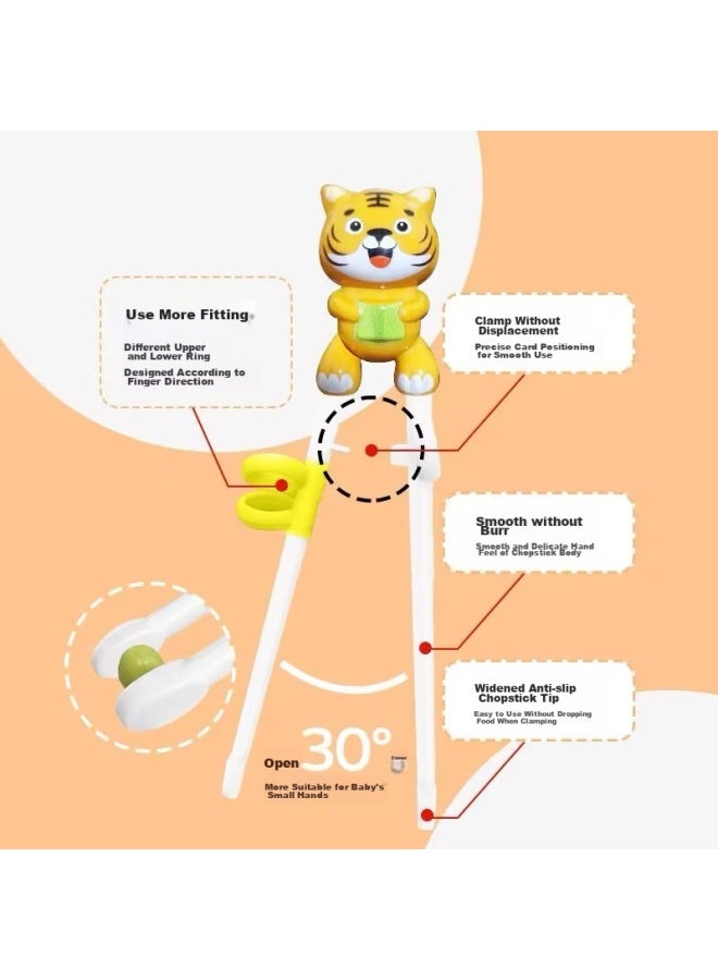 Jing Yan Xuan Jing Yanxian Children's Chopsticks, Tiger Mouth Training Chopsticks, Learning Chopsticks, Auxiliary Tool Finger Ring, Stainless Steel Spoon And Fork, Convenient Tableware Set - Image 2