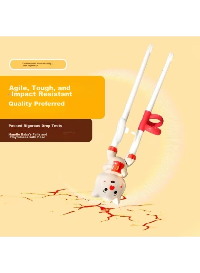 Jing Yan Xuan Jing Yanxian Children's Chopsticks, Tiger Mouth Training Chopsticks, Learning Chopsticks, Auxiliary Tool Finger Ring, Stainless Steel Spoon And Fork, Convenient Tableware Set - Image 5