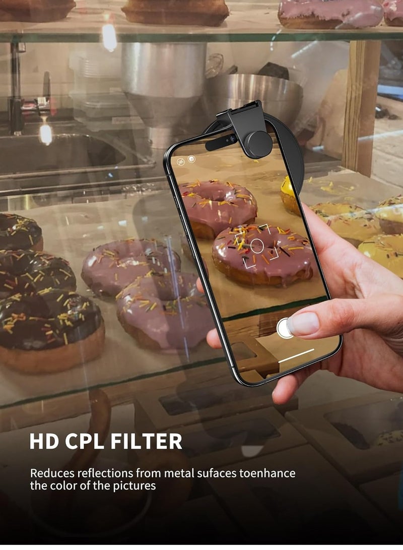 CPL Filter for Phone, 72mm Camera Polarized Lens Filter Universal with Metal Cold Shoe Phone Clip for iPhone 15 14 13 12 11 X XS PLUS PRO Max for Samsung Galaxy for Motorola  - Image 3