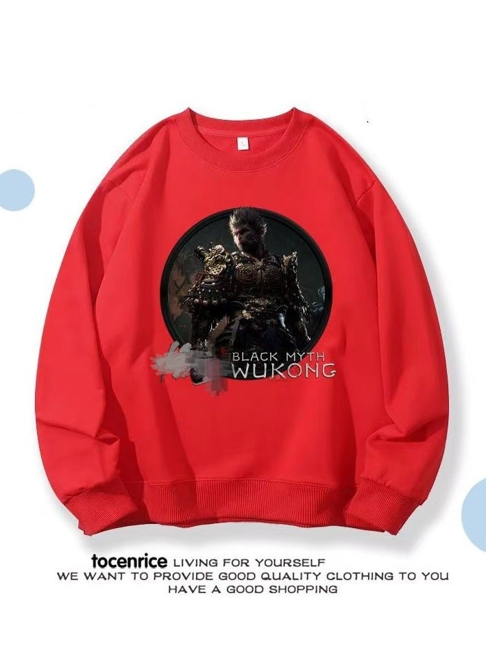 MQD Black Mythical Loose Round Neck Hoodie 