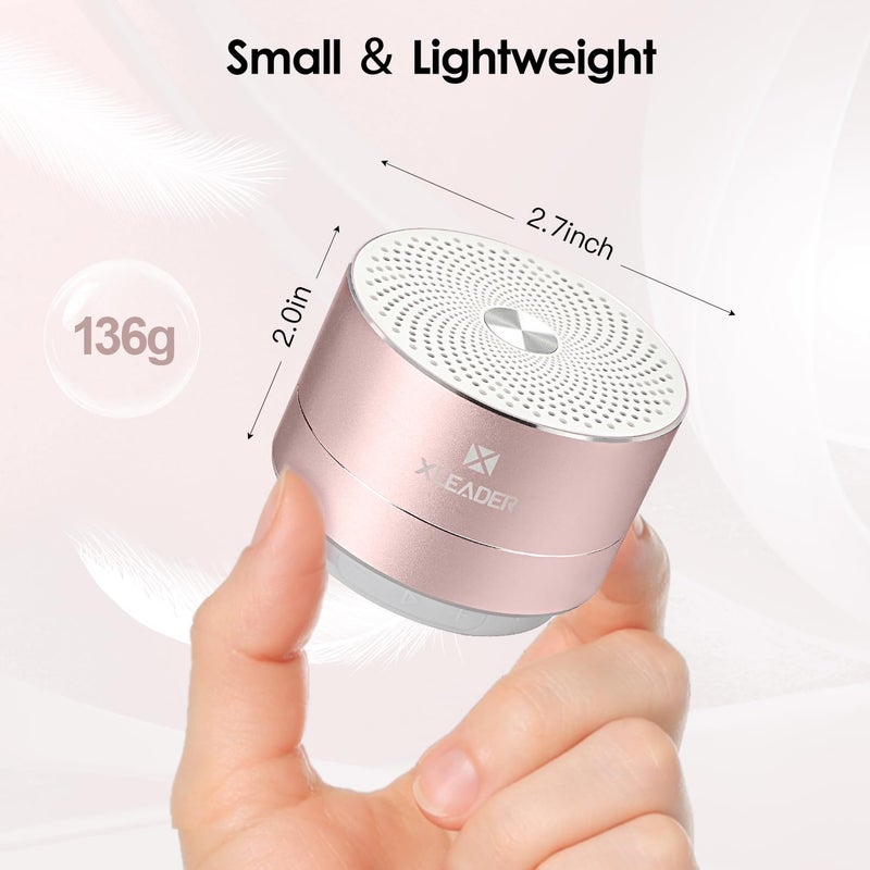 x-leader Mini Bluetooth Shower Speaker, IPX6 Waterproof Speaker, with RGB Lights, Mic, Portable Silicone Lanyard, Suction Cup, Clear Sound&Rich Bass, 12h Playtime, Small Pink Gifts for Girls Women - Image 2