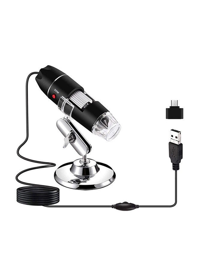 1000X Wired Digital Microscope Portable Handheld Microscope with USB+Micro USB Interfaces 8 LED Lights Type-C Adapter