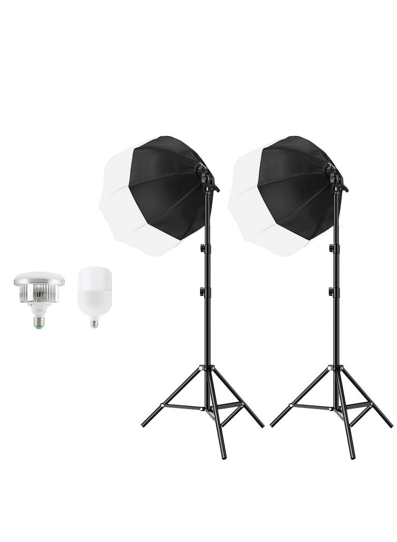 Photography SoftBox Lighting Kit with 2 Pcs White Bulb for Portrait Product Shooting  - Image 2