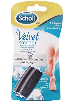 Scholl Pack Of 2 Velvet Smooth Heads Regular Course Refill with Diamond Crystal  - Image 1