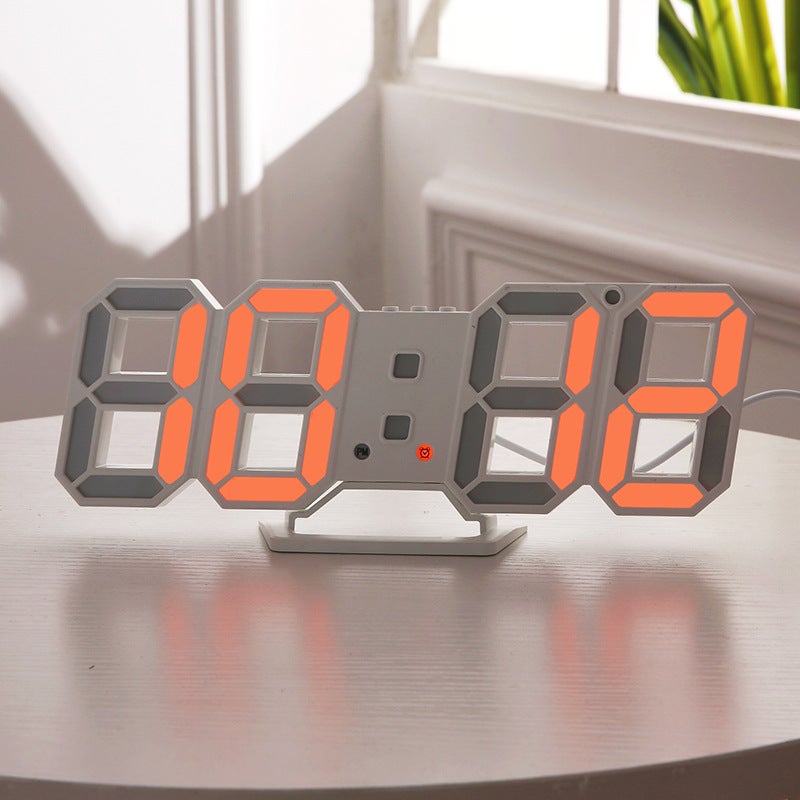 3D Stereo Clock Led Alarm Clock South Korea Electronic Clock Living Room 3D Wall Clock 6609 Digital Clock - Image 5