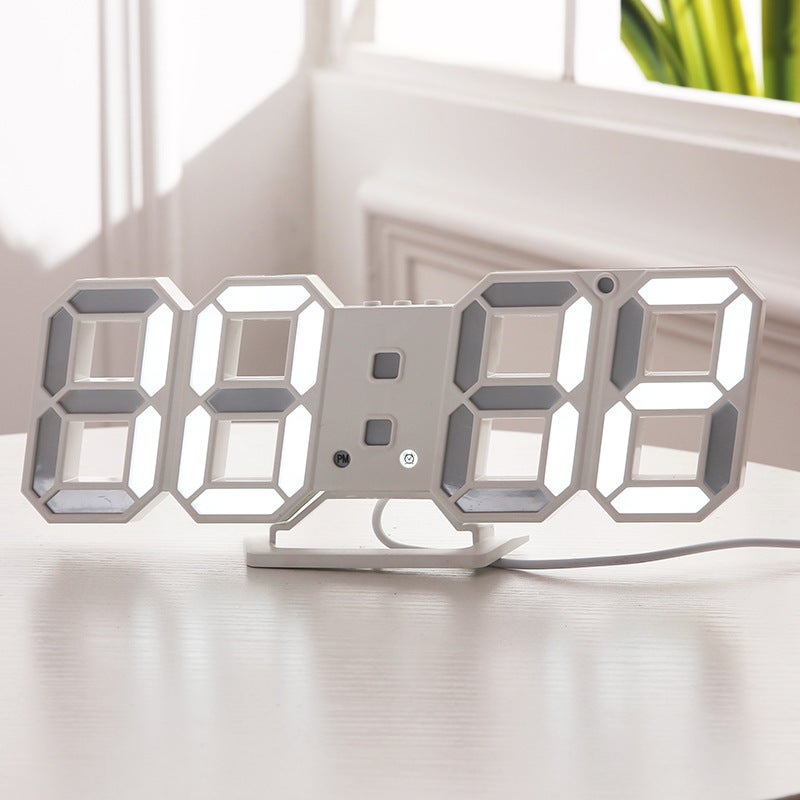 3D Stereo Clock Led Alarm Clock South Korea Electronic Clock Living Room 3D Wall Clock 6609 Digital Clock - Image 3