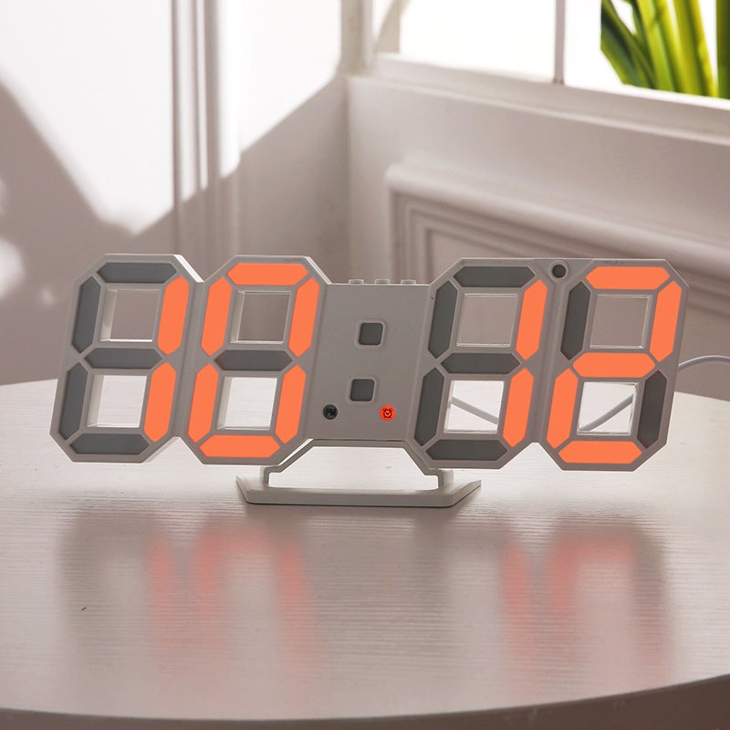 3D Stereo Clock Led Alarm Clock South Korea Electronic Clock Living Room 3D Wall Clock 6609 Digital Clock - Image 1