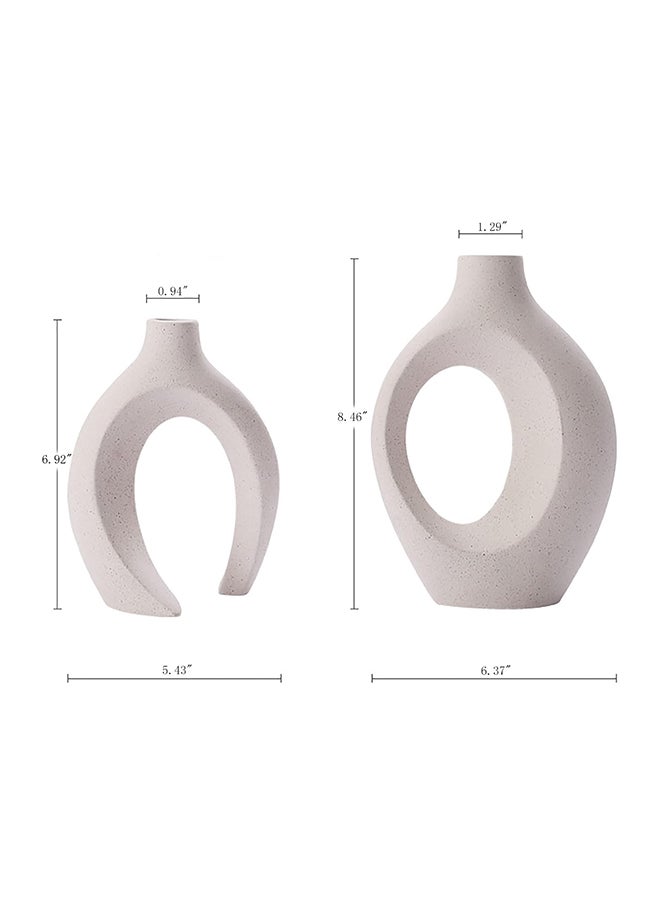 Hollow Ceramic Vase Set of 2 for Modern Home Decor, White Boho Donut Vases Nordic Minimalist Decorative Vase