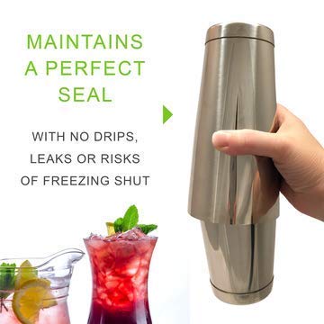 NJ OVERSEAS Boston Cocktail Shaker Set - Stainless Steel Bartender Tool With Mixing Tin for Parties - 2 Piece Shaking Set 540 ml and 900 ml - Image 3