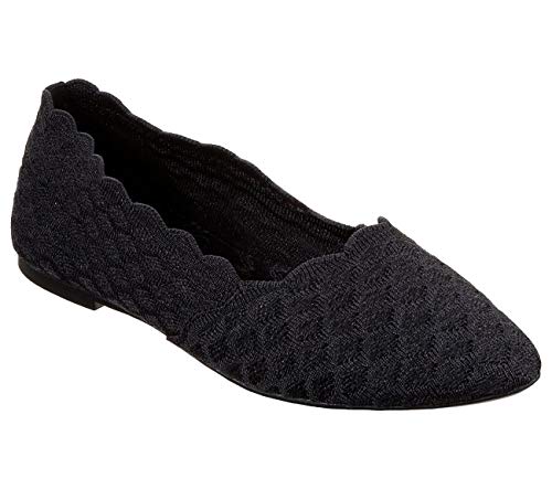 Skechers Womens Cleo Scalloped Knit Skimmer Shoe Black 5 M US - Image 3