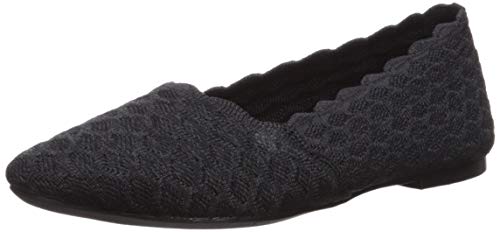 Skechers Womens Cleo Scalloped Knit Skimmer Shoe Black 5 M US - Image 1