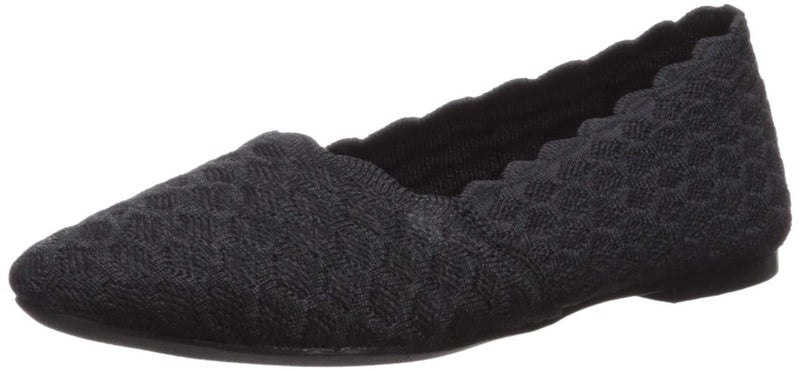 Skechers Womens Cleo Scalloped Knit Skimmer Shoe Black 5 M US - Image 2