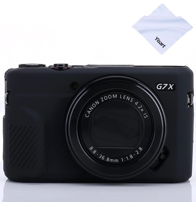 Yisau G7X Mark II Case G7X Mark III Case G7X Camera Silicone Case Ultra-Thin Lightweight Rubber Soft Silicone Case Bag Cover for Canon PowerShot G7X G7X Mark II G7X Mark III + Microfiber Cloth (Black) - Image 1