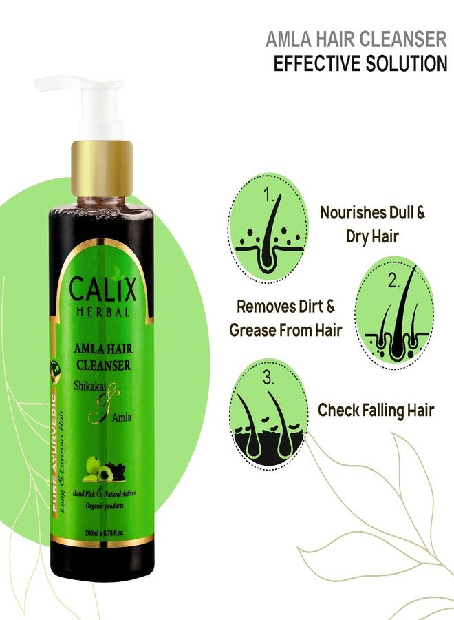 كلاليكس هيربال شامبو كاليكس هيربال العضوي والأيورفيدي لتنظيف الشعر بالأملا 200 مل + حناء مهندي 100 جم + بلسم للشعر (مع الحناء) 200 مل - مجموعة متكاملة للعناية بالشعر للرجال والنساء وجميع أنواع الشعر - Image 5