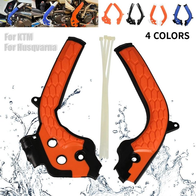 Motorcycle Frame Guard Protection Cover Orange White For Off Road Dirt Bike 85 125 250 300 450 - Image 1
